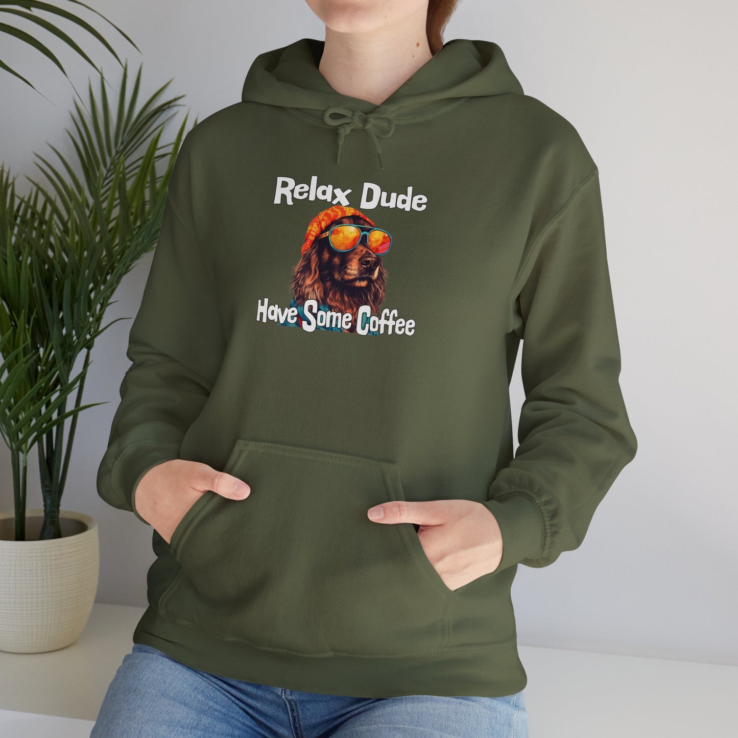 Relax Dude Have Some Coffee Unisex Heavy Blend™ Hooded Sweatshirt