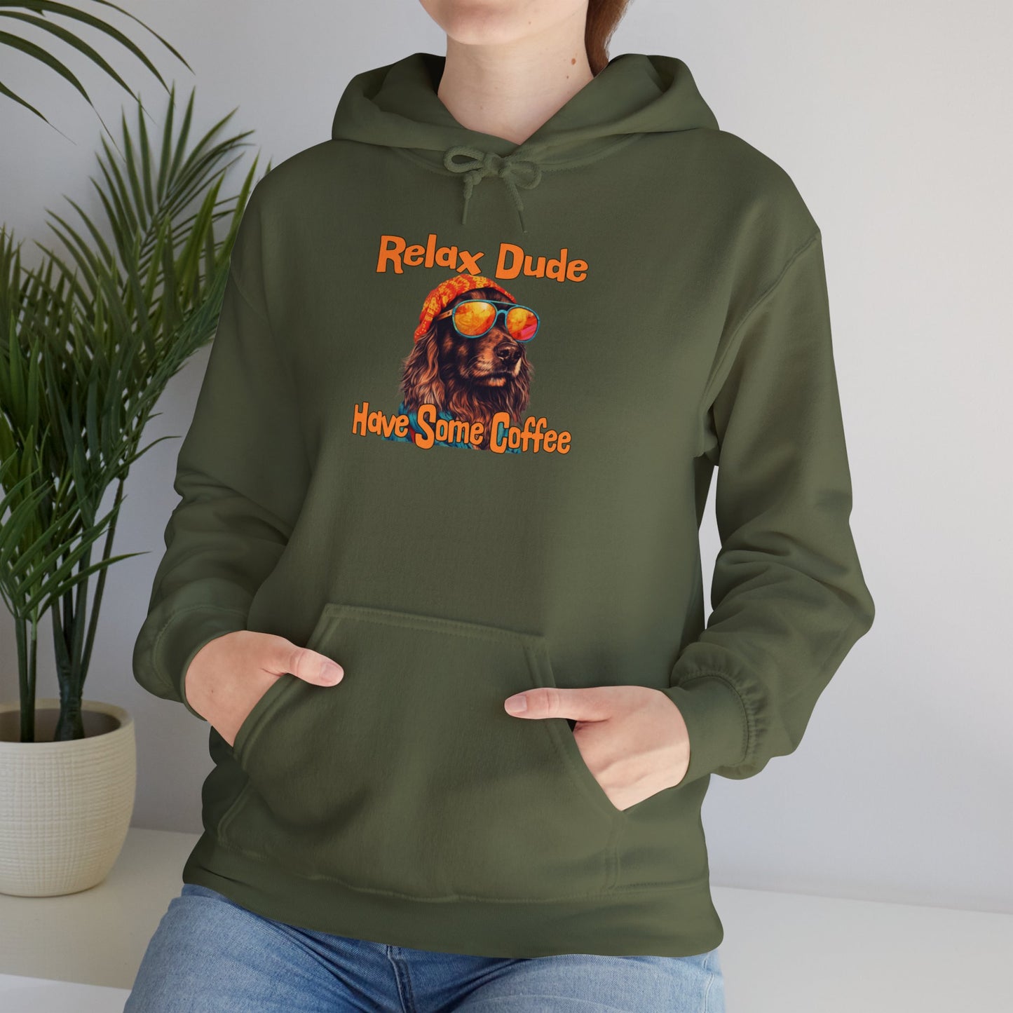 Relax Dude Have Some Coffee Unisex Heavy Blend™ Hooded Sweatshirt