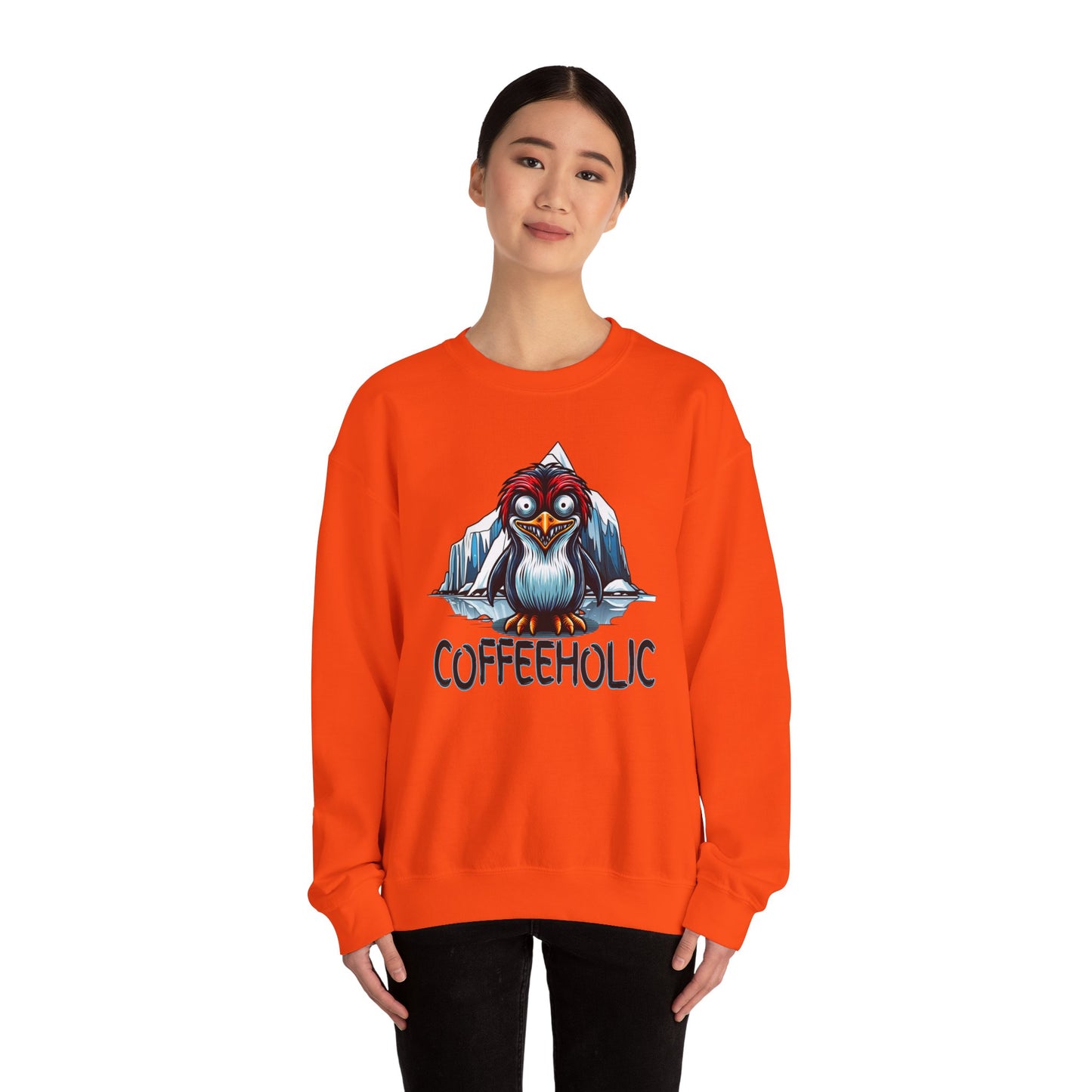 Coffeeholic Penguin Crewneck Sweatshirt - Cozy Unisex Apparel