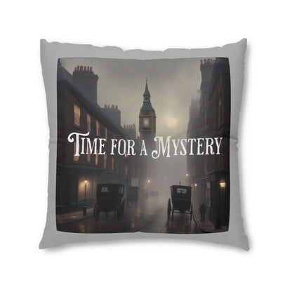 Time for a Mystery Gray Tufted Floor Pillow, Square