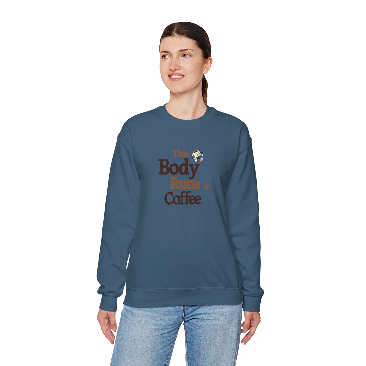 This Body Runs on Coffee Unisex Heavy Blend™ Crewneck Sweatshirt