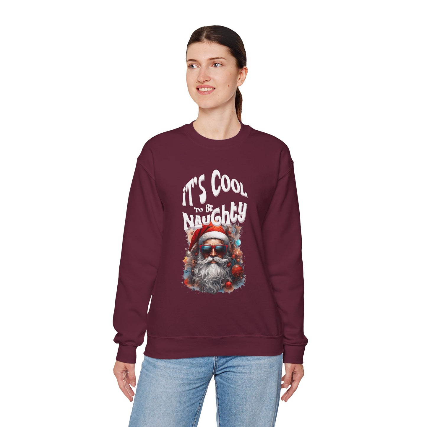 It's Cool to be Naughty Santa Vibes Unisex Crewneck Sweatshirt