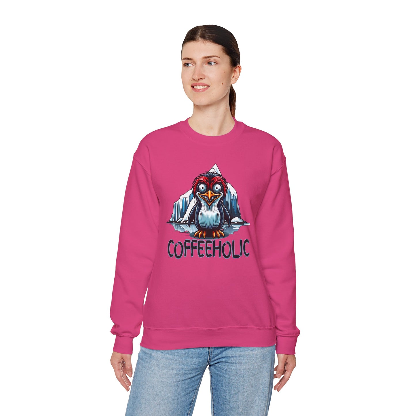 Coffeeholic Penguin Crewneck Sweatshirt - Cozy Unisex Apparel