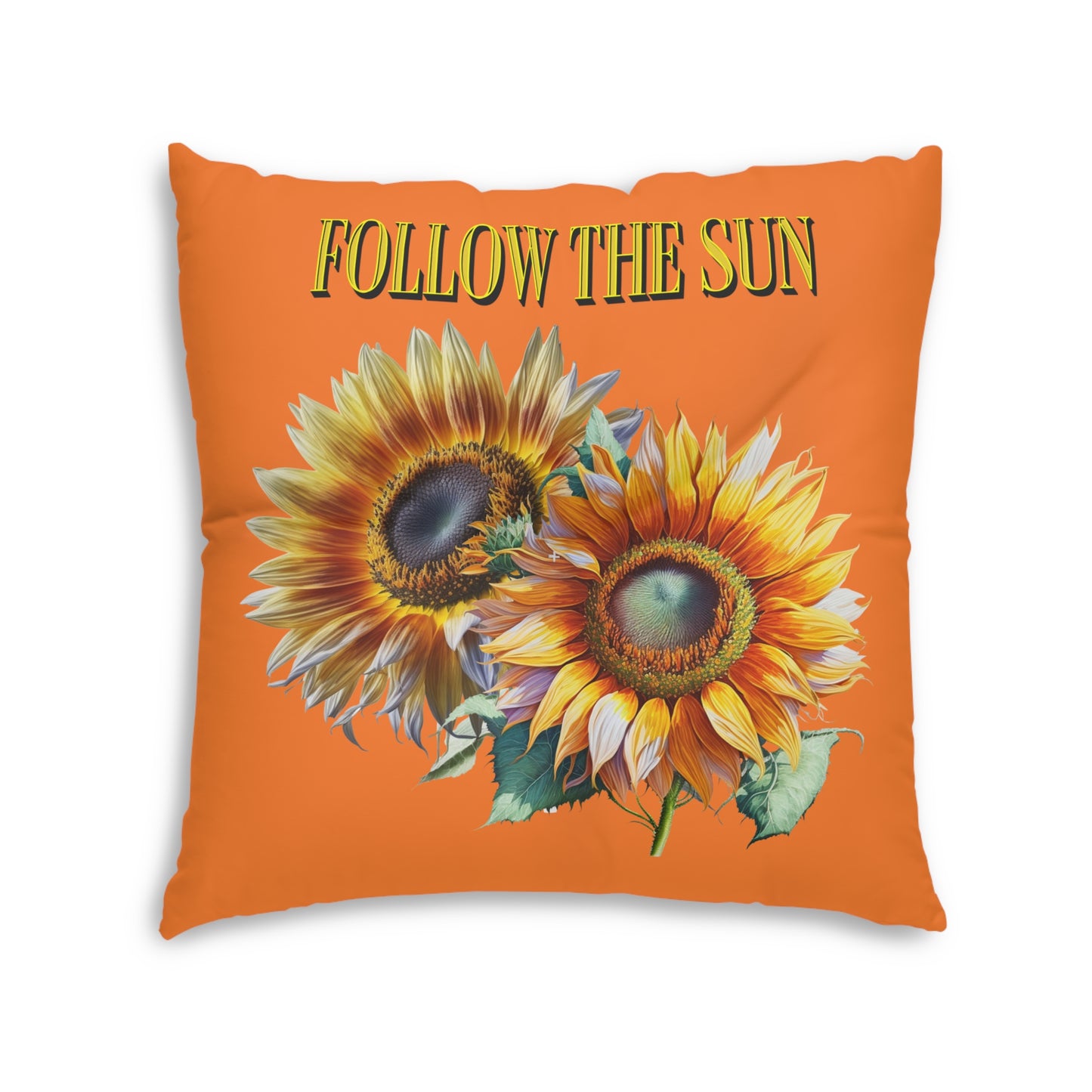 Follow the Sun Orange Tufted Floor Pillow, Square