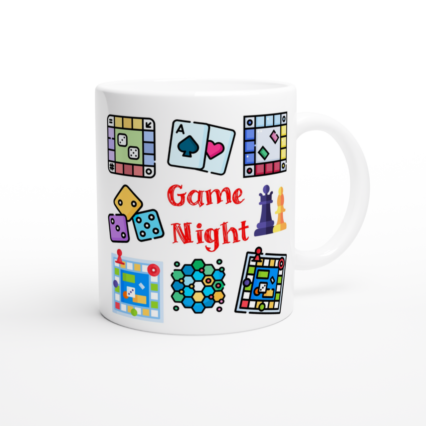 Game Night White 11oz Ceramic Mug at Java Good Coffee