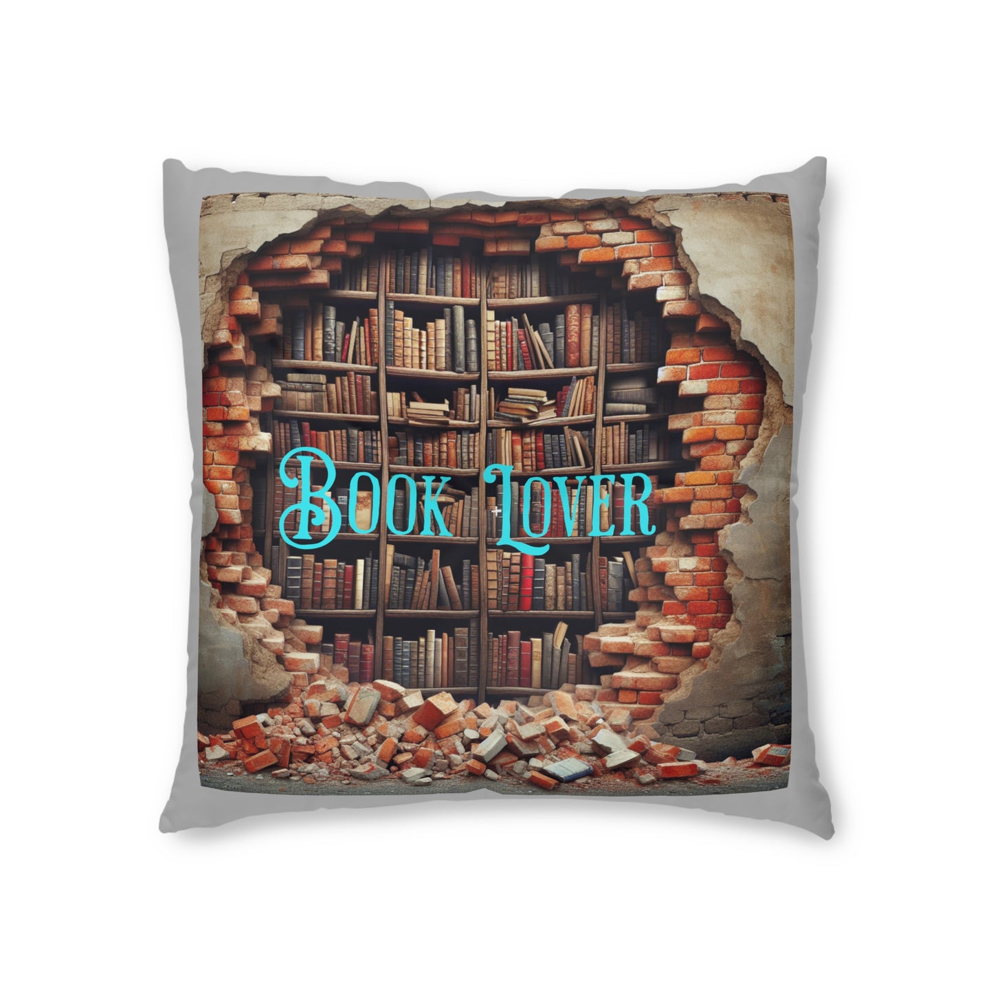 Book Lover Light Gray Tufted Floor Pillow, Square