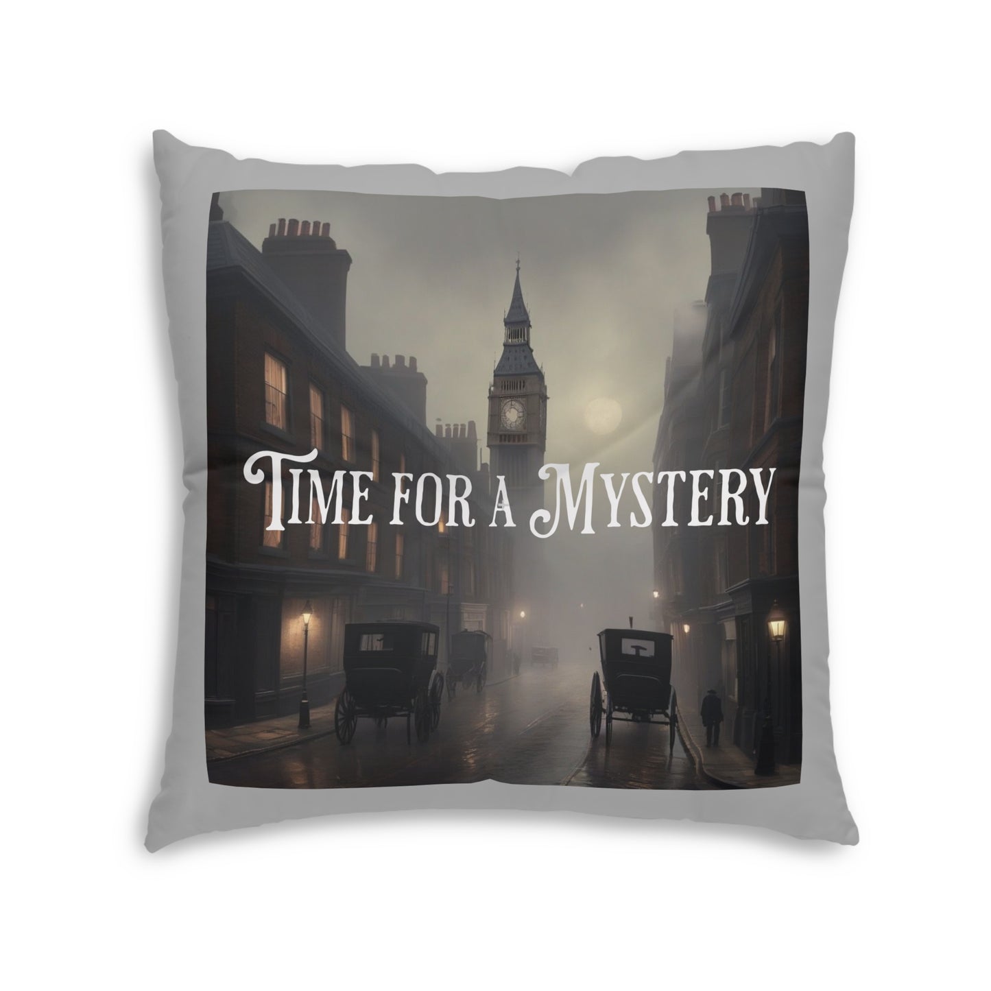 Time for a Mystery Gray Tufted Floor Pillow, Square