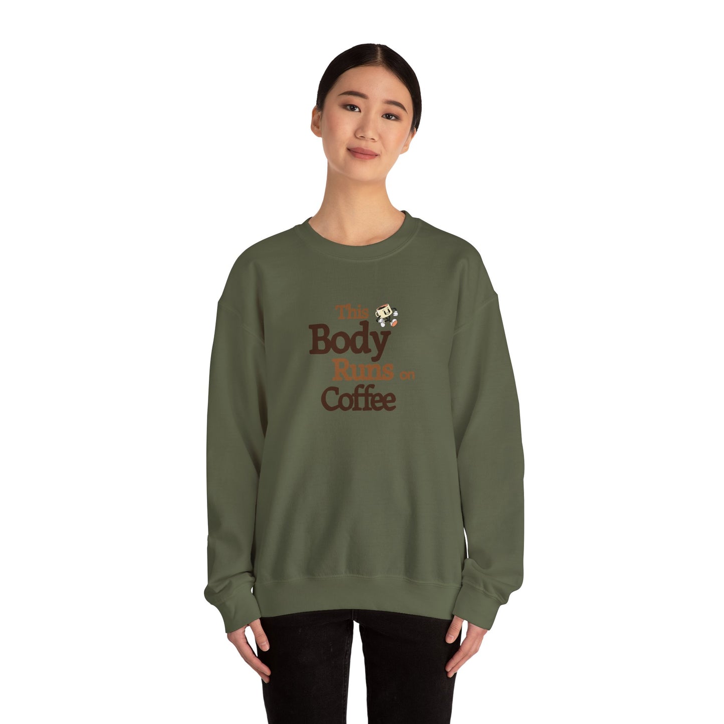 This Body Runs on Coffee Unisex Heavy Blend™ Crewneck Sweatshirt