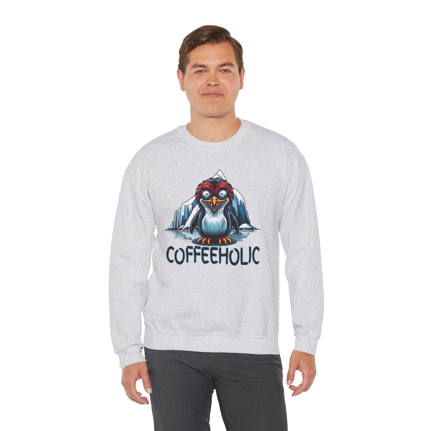 Coffeeholic Penguin Crewneck Sweatshirt - Cozy Unisex Apparel