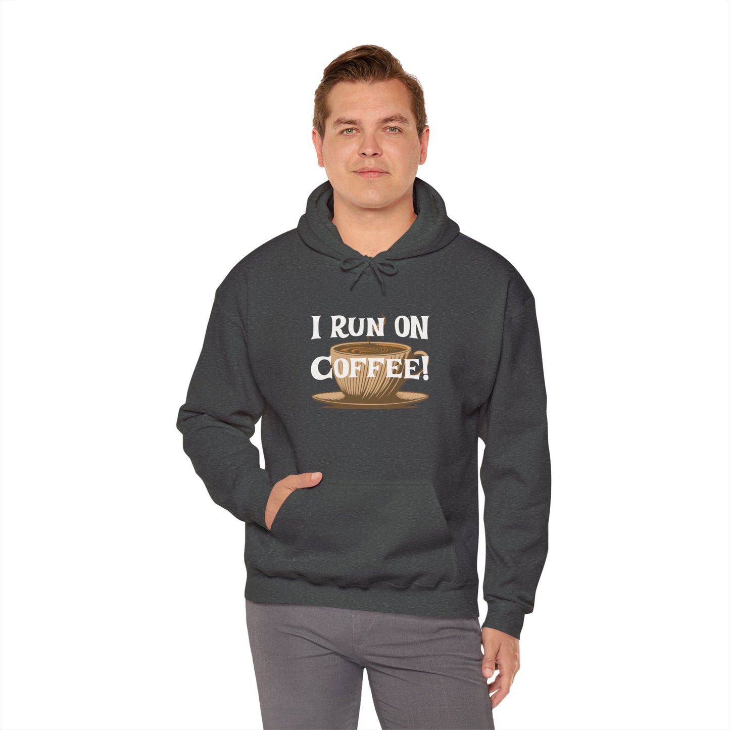 I Run on Coffee Unisex Heavy Blend™ Hooded Sweatshirt