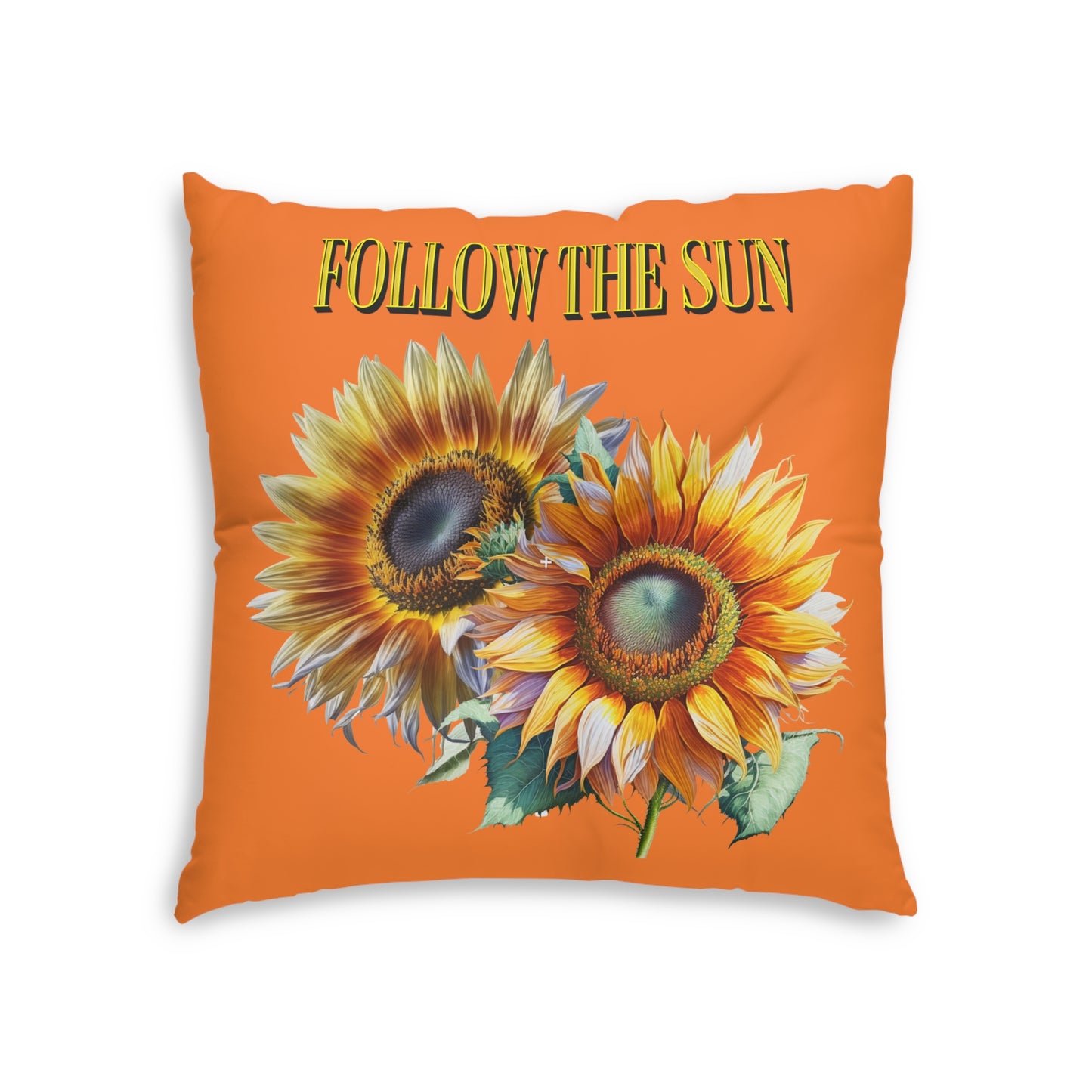 Follow the Sun Orange Tufted Floor Pillow, Square