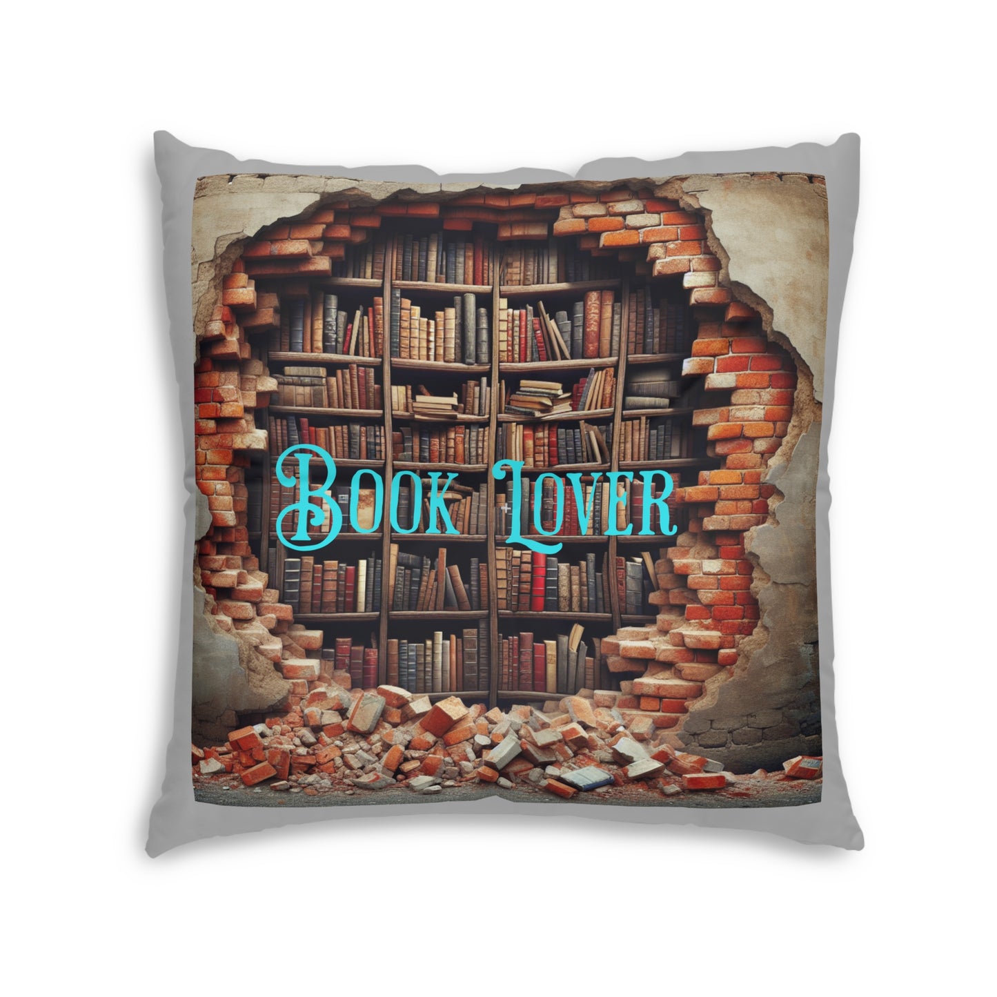 Book Lover Light Gray Tufted Floor Pillow, Square