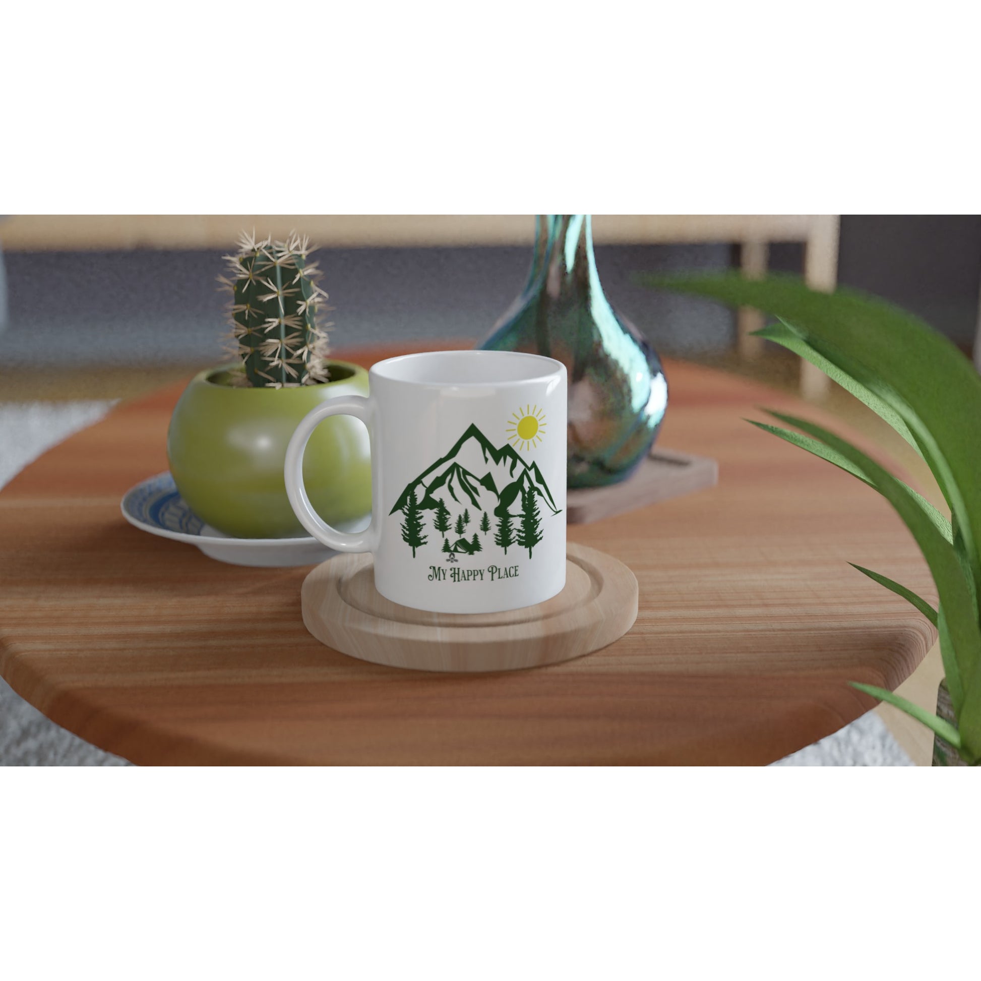 My Happy Place Camping White 11oz Ceramic Mug  Java Good Coffe