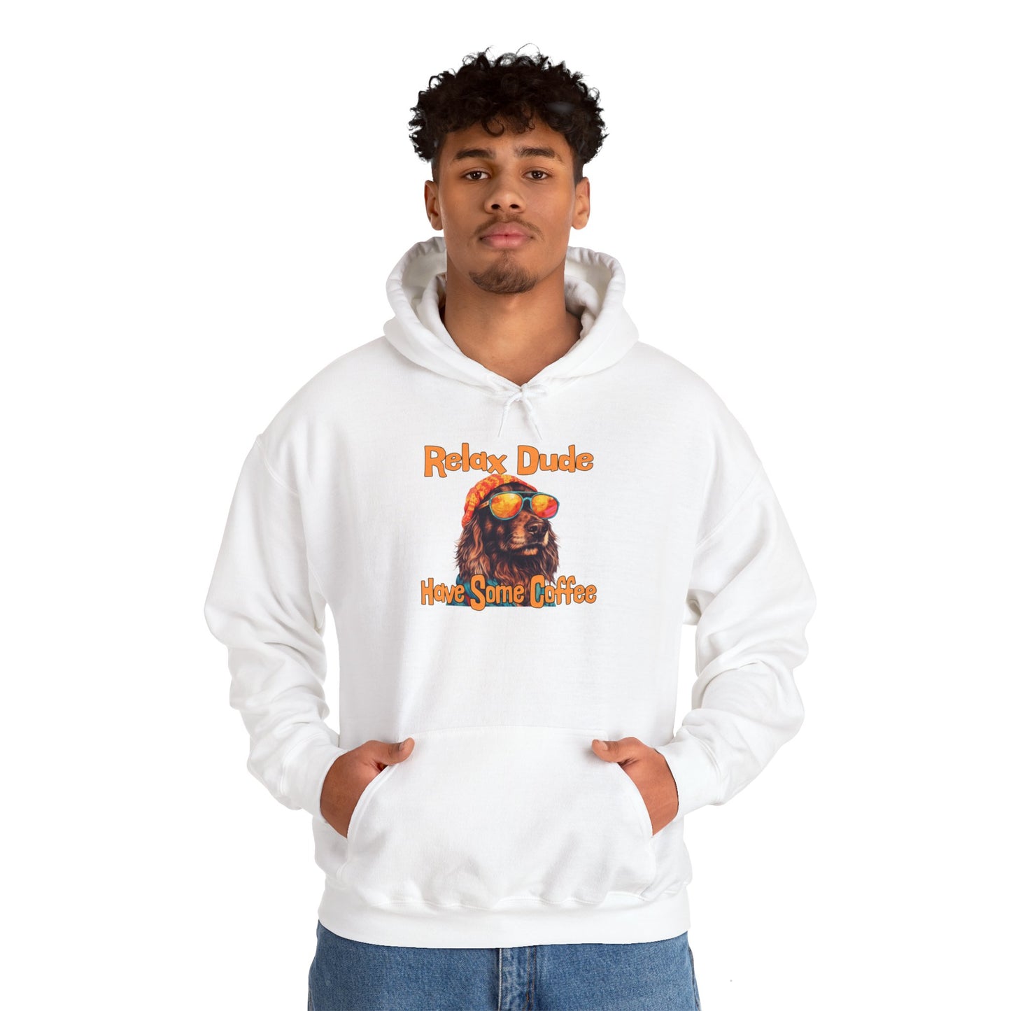 Relax Dude Have Some Coffee Unisex Heavy Blend™ Hooded Sweatshirt