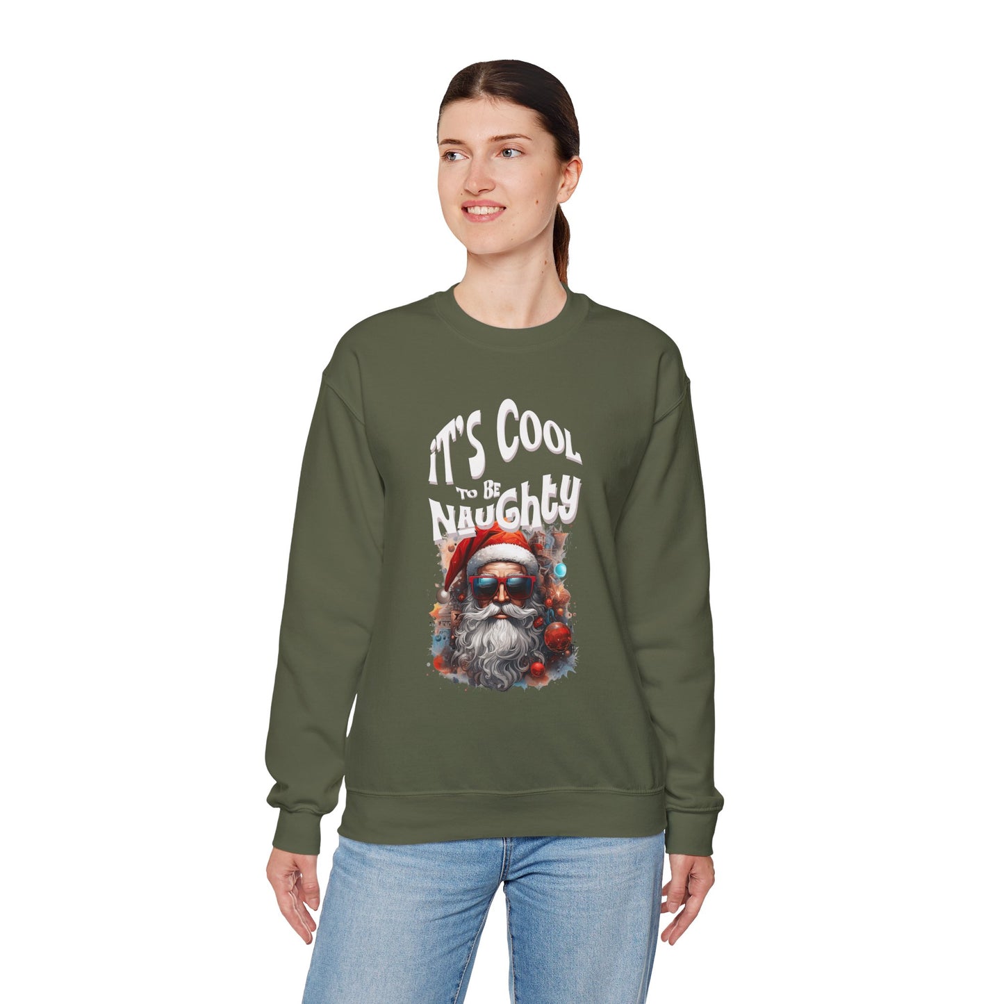 It's Cool to be Naughty Santa Vibes Unisex Crewneck Sweatshirt