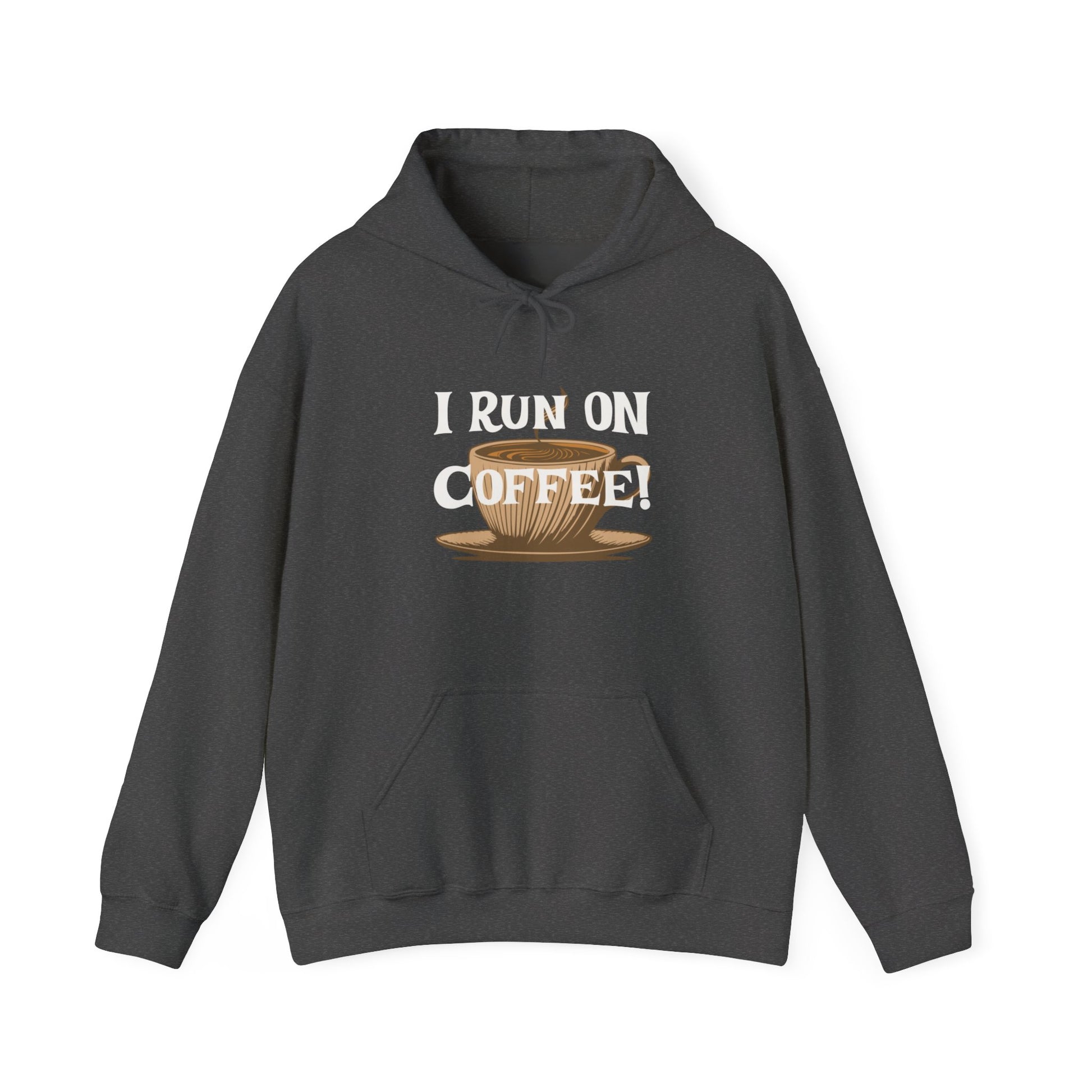 I Run on Coffee Unisex Heavy Blend™ Hooded Sweatshirt at Java Good Coffee