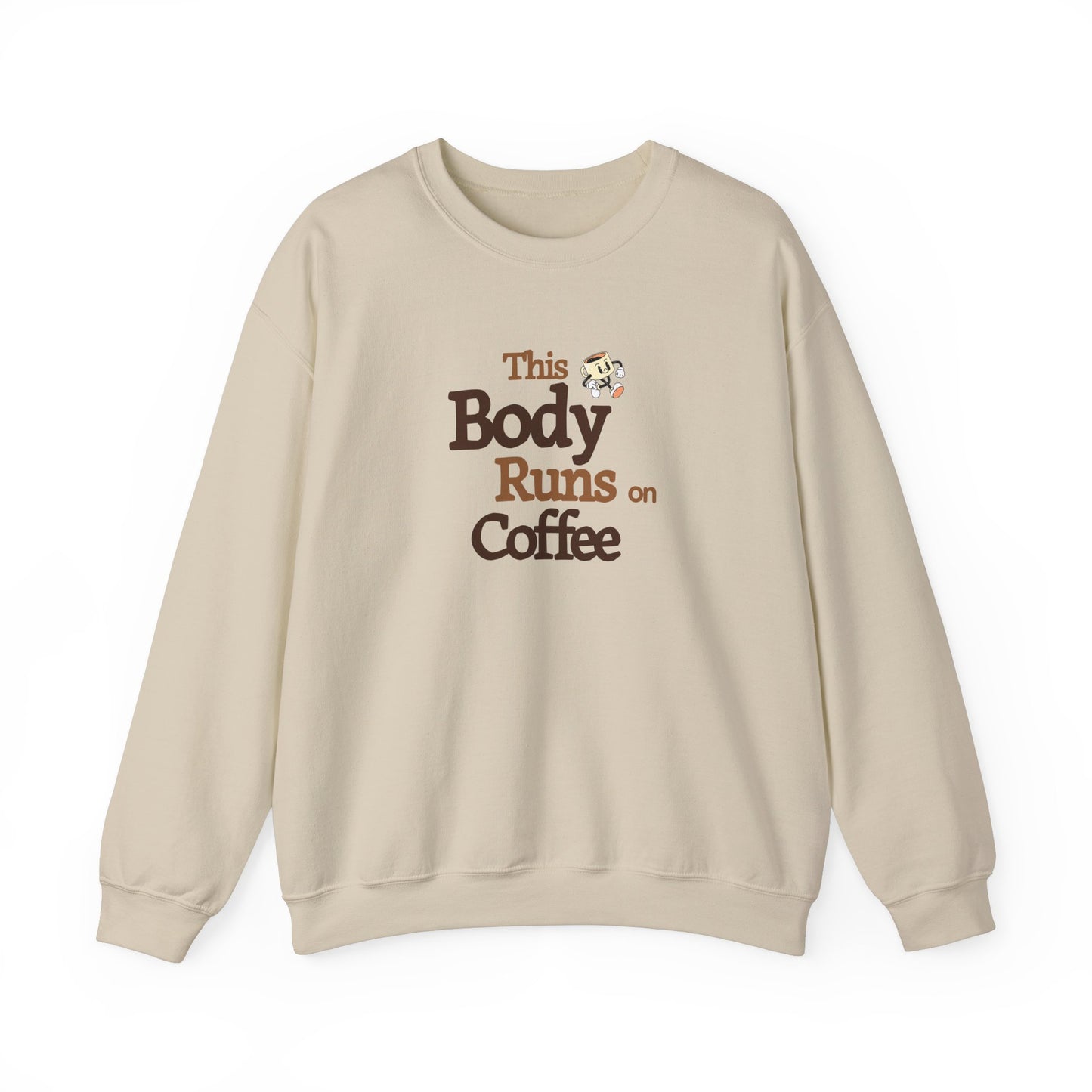 This Body Runs on Coffee Unisex Heavy Blend™ Crewneck Sweatshirt by Java Good Coffee