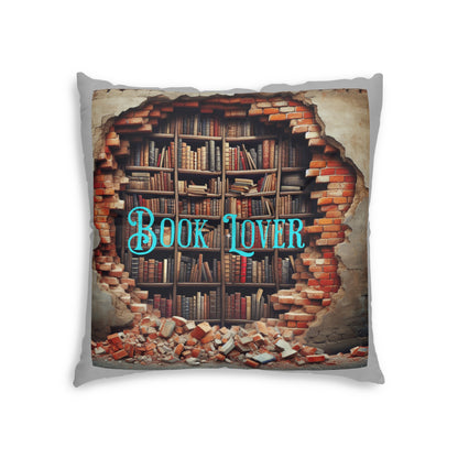 Book Lover Light Gray Tufted Floor Pillow, Square