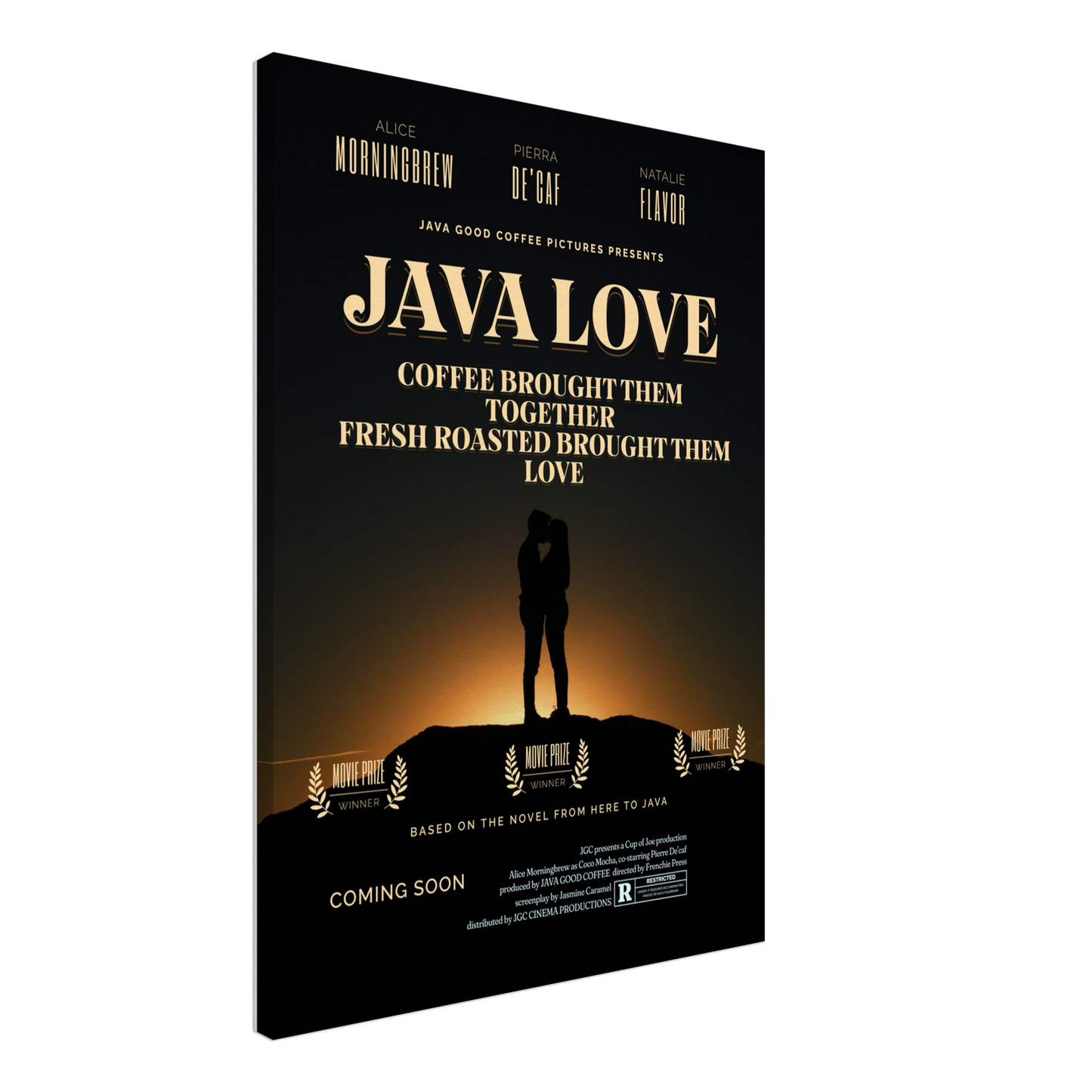 Java Love Faux Movie Poster Canvas Wall Print