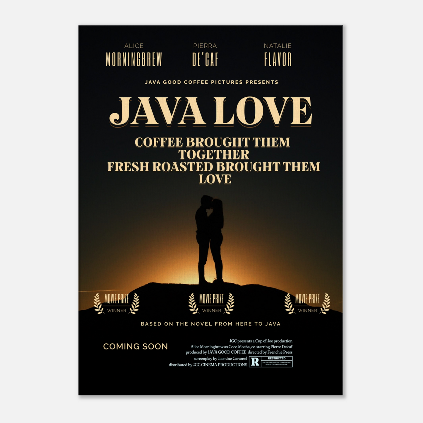 Java Love Faux Movie Poster Canvas Wall Print