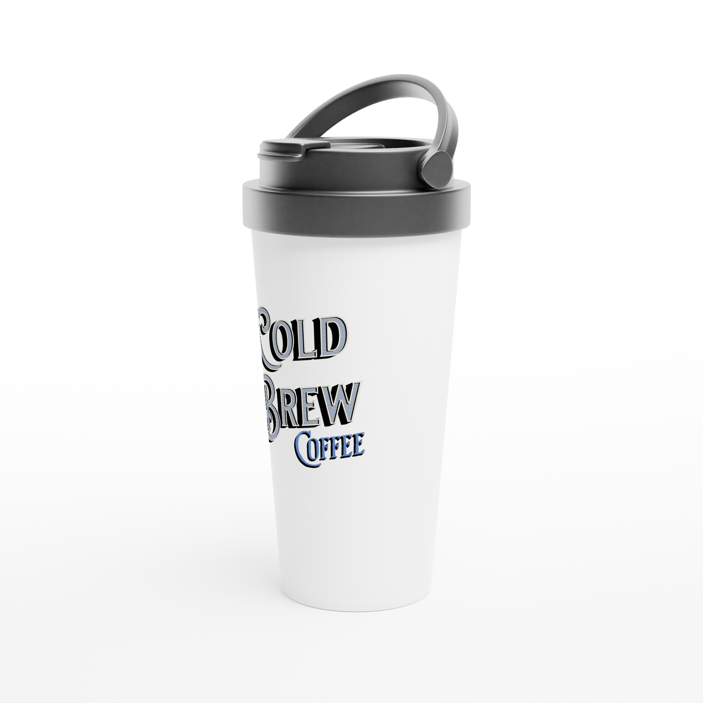 Cold Brew Coffee White 15oz Stainless Steel Travel Mug