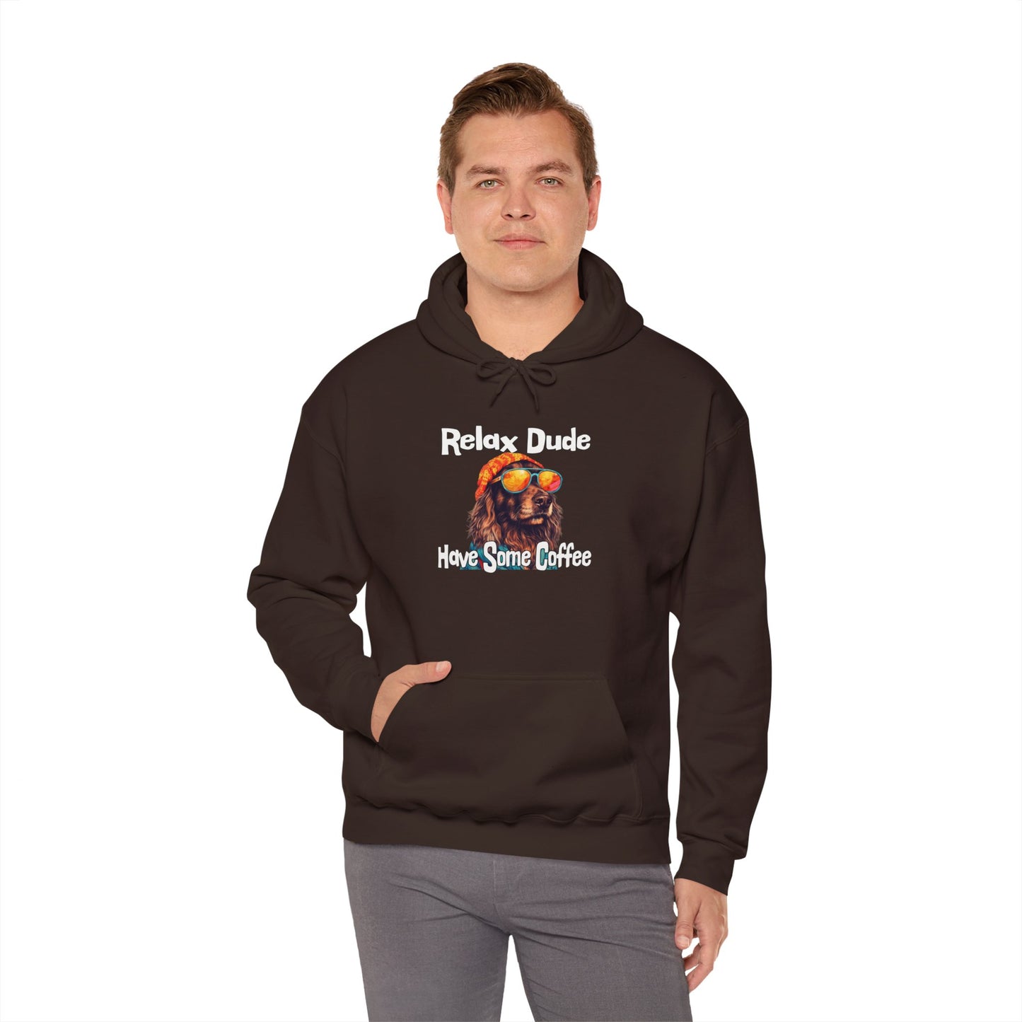 Relax Dude Have Some Coffee Unisex Heavy Blend™ Hooded Sweatshirt