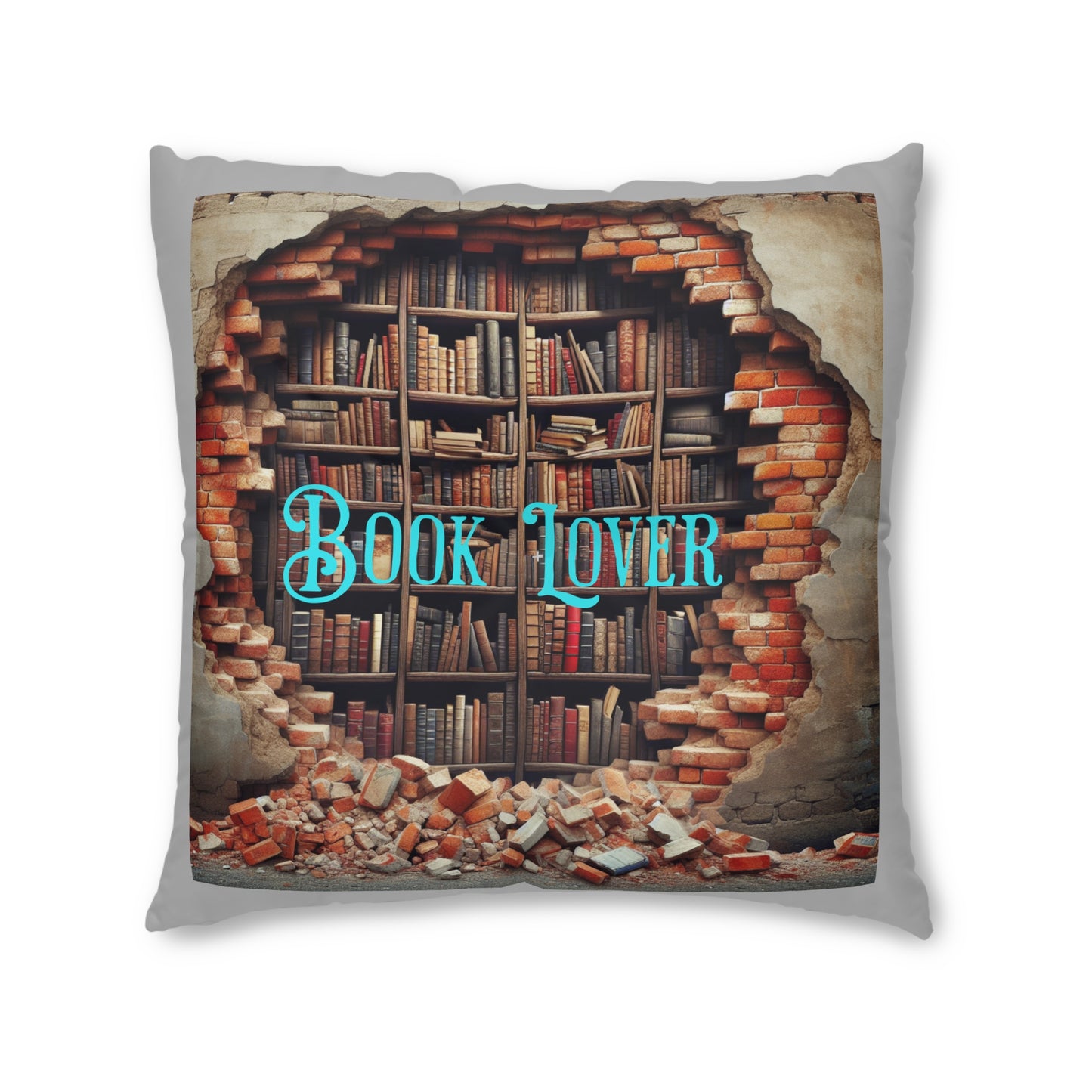 Book Lover Light Gray Tufted Floor Pillow, Square