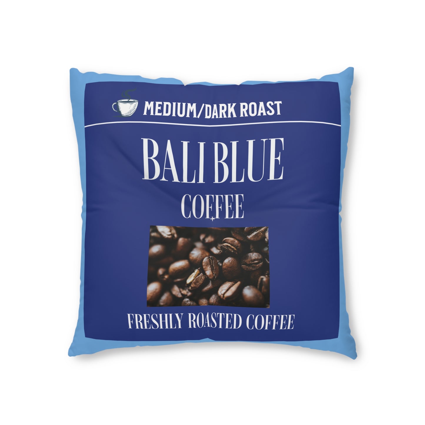 Bali Blue Coffee Tufted Floor Pillow, Square -on Java Good Coffee