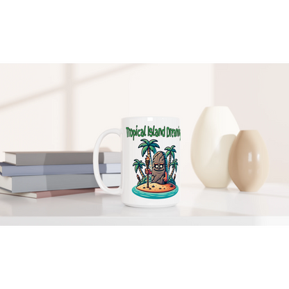  Tropical Island Dreaming White 15oz Ceramic Mug by Java Good Coffee