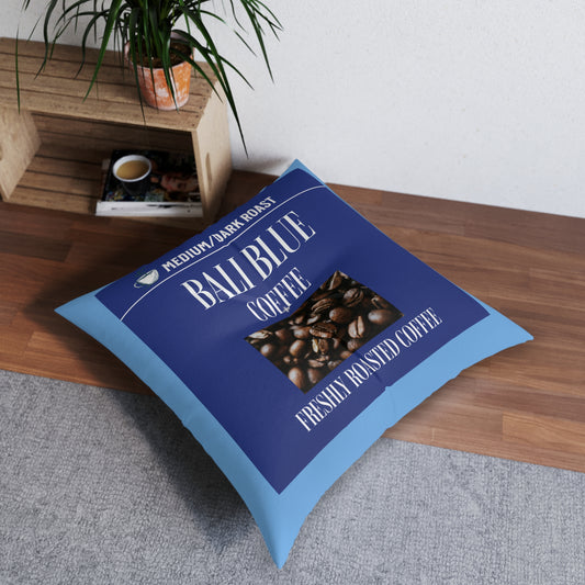 Bali Blue Coffee Tufted Floor Pillow, Square at Java Good Coffee