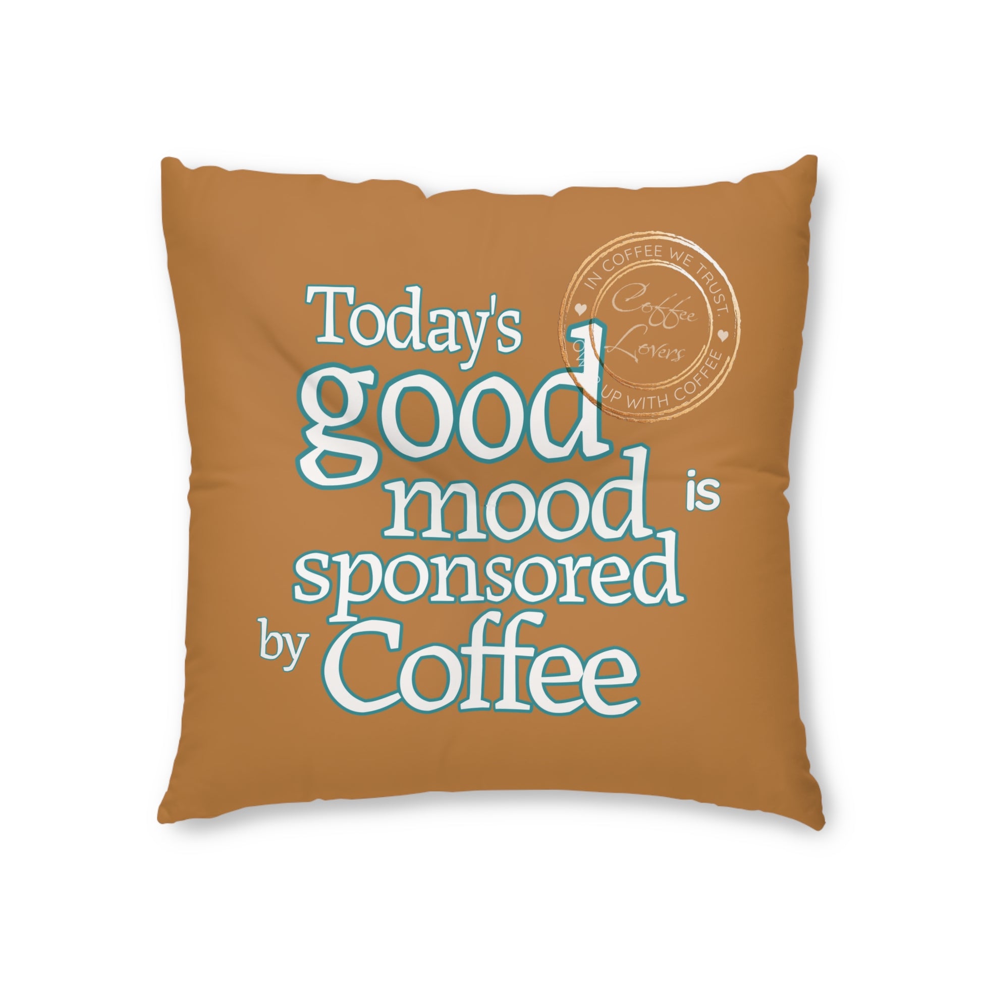 Today's Good Mood Tufted Floor Pillow, Square on Java Good Coffee