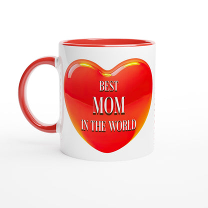 Red Heart Best Mom in the World 11oz Ceramic Red Mug at Java Good Coffee