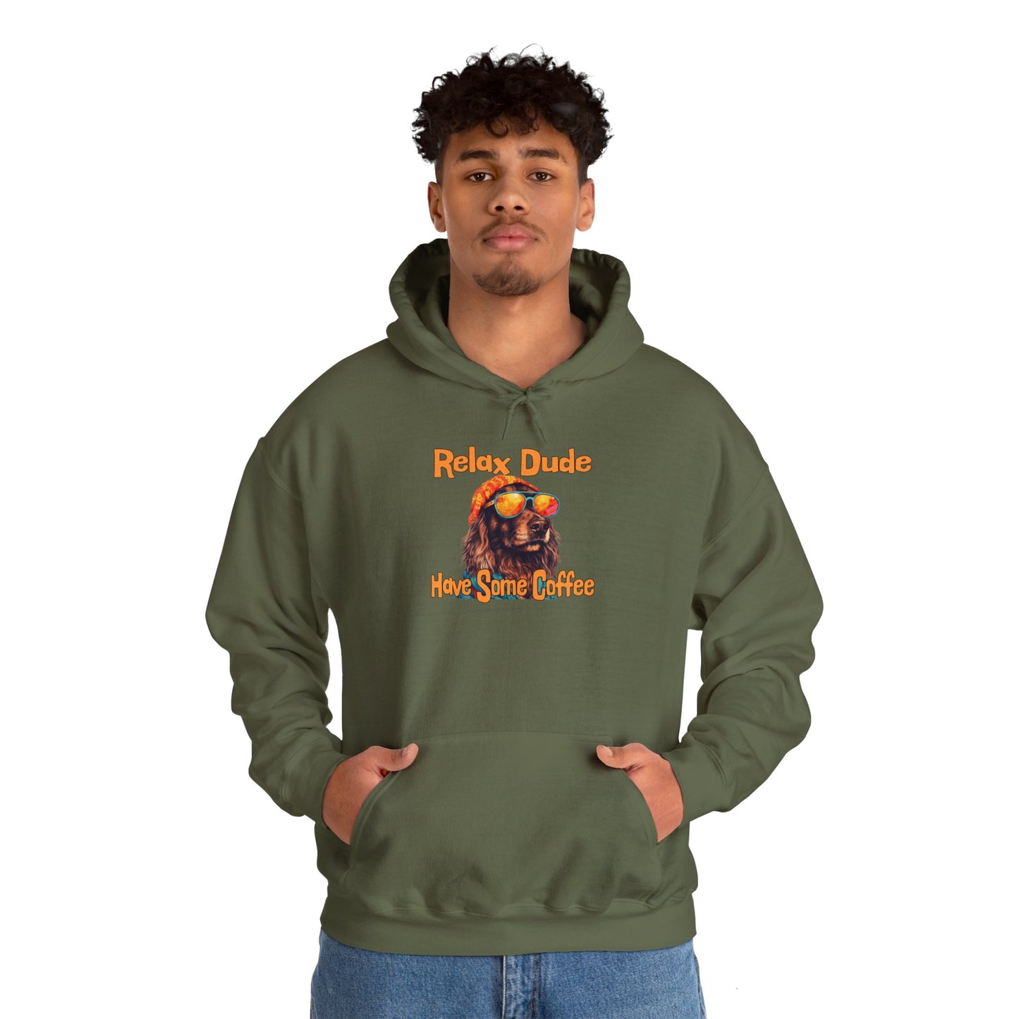 Relax Dude Have Some Coffee Unisex Heavy Blend™ Hooded Sweatshirt