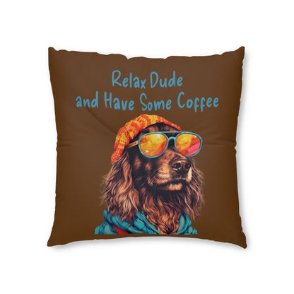 Relax Dude Dark Brown Tufted Floor Pillow, Square