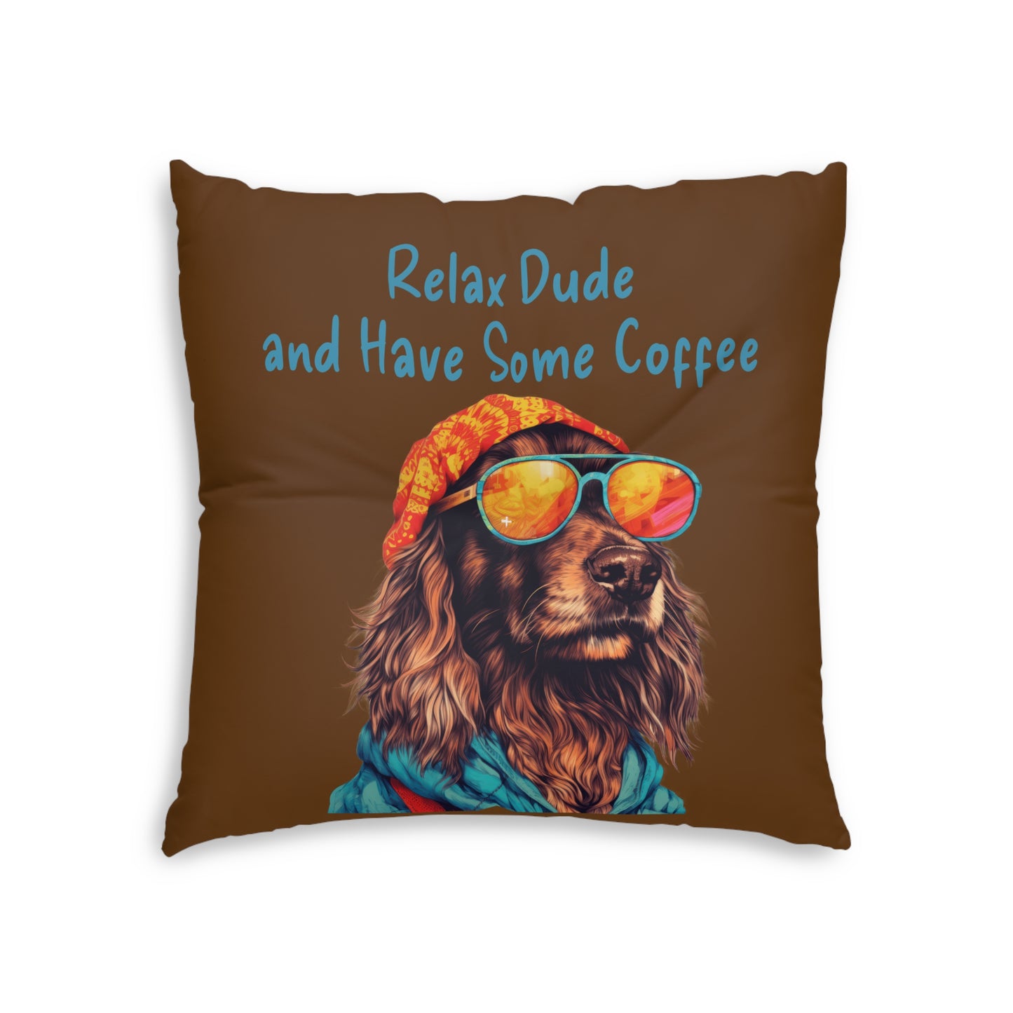 Relax Dude Dark Brown Tufted Floor Pillow, Square