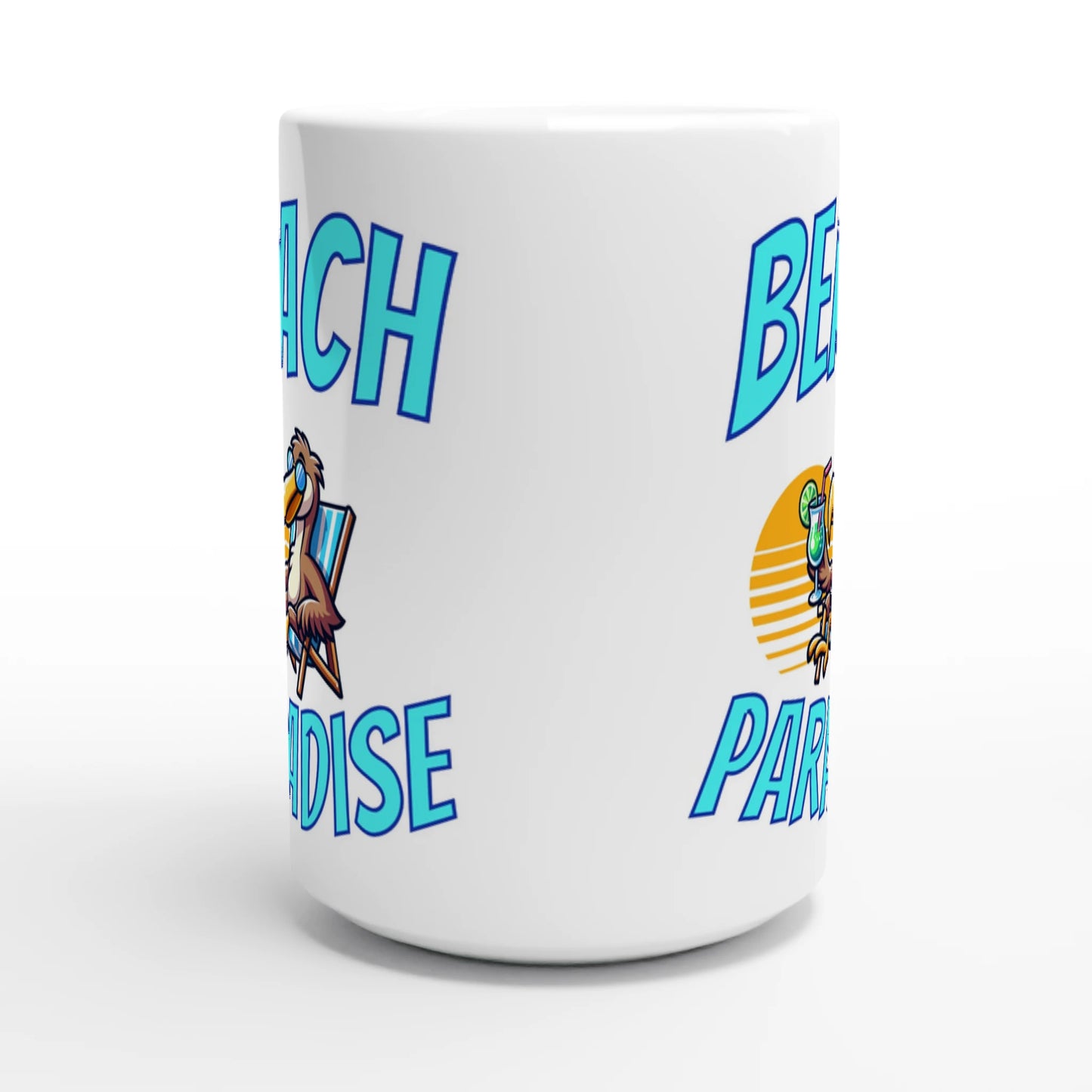 Beach Paradise White 15oz Ceramic Mug - Java Good Coffee