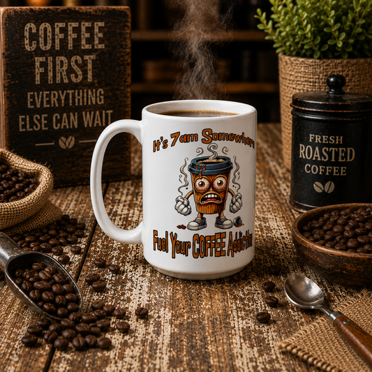 Fuel Your Coffee Addiction White 15oz Ceramic Mug