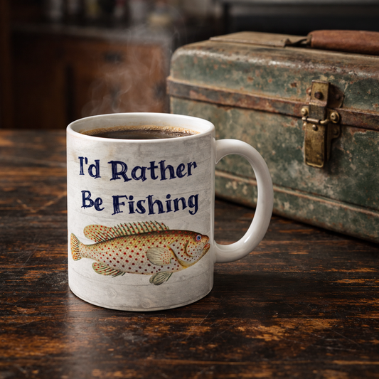 I'd Rather Be Fishing White 11oz Ceramic Mug