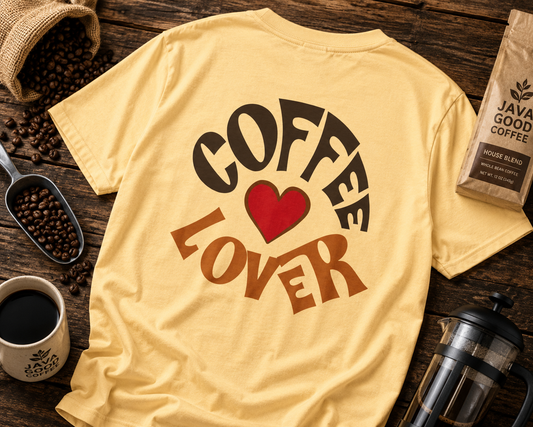 Coffee Lover Tee — Retro Heart Coffee Graphic Shirt