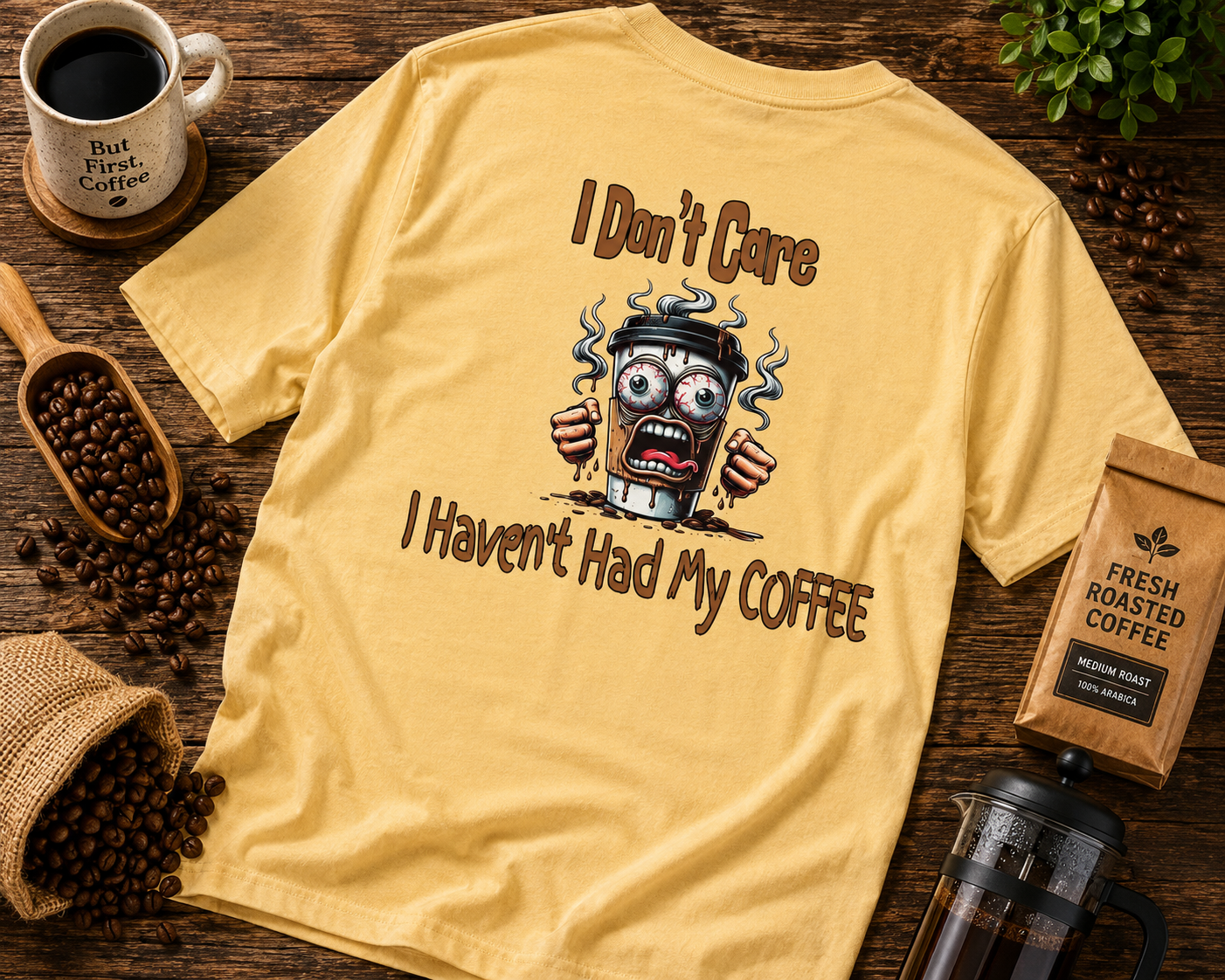 I Don't Care Unisex Heavy Cotton Tee - 'I Don't Care, I Haven't Had My COFFEE'