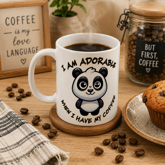 I am Adorable Panda White 15oz Ceramic Mug