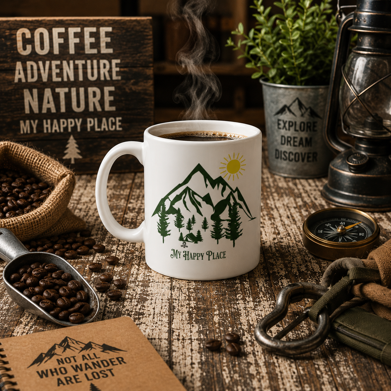 My Happy Place Camping White 11oz Ceramic Mug