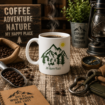 My Happy Place Camping White 11oz Ceramic Mug