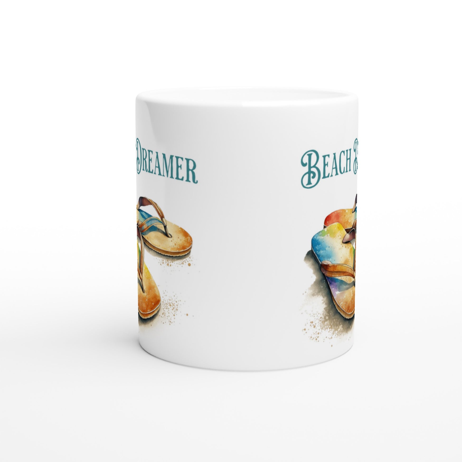  Beach Dreamer Flip Flop White 11oz Ceramic Mug  Java Good Coffee