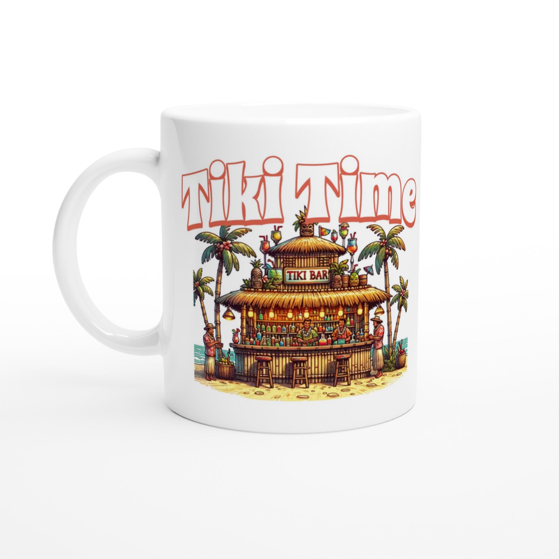 Tiki Time Bar White 11oz Ceramic Mug at Java Good Coffee