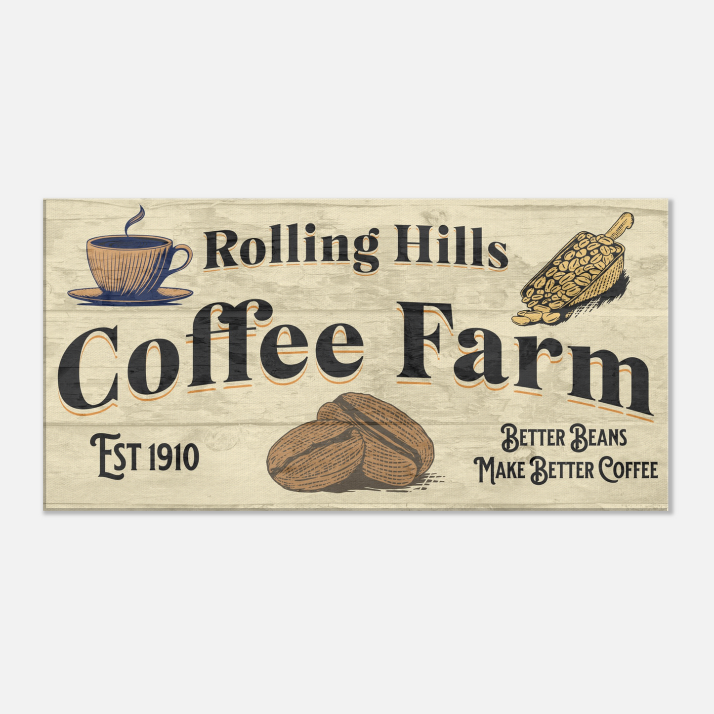 Rolling Hills Coffee Farm Canvas Prints by Java Good Coffee