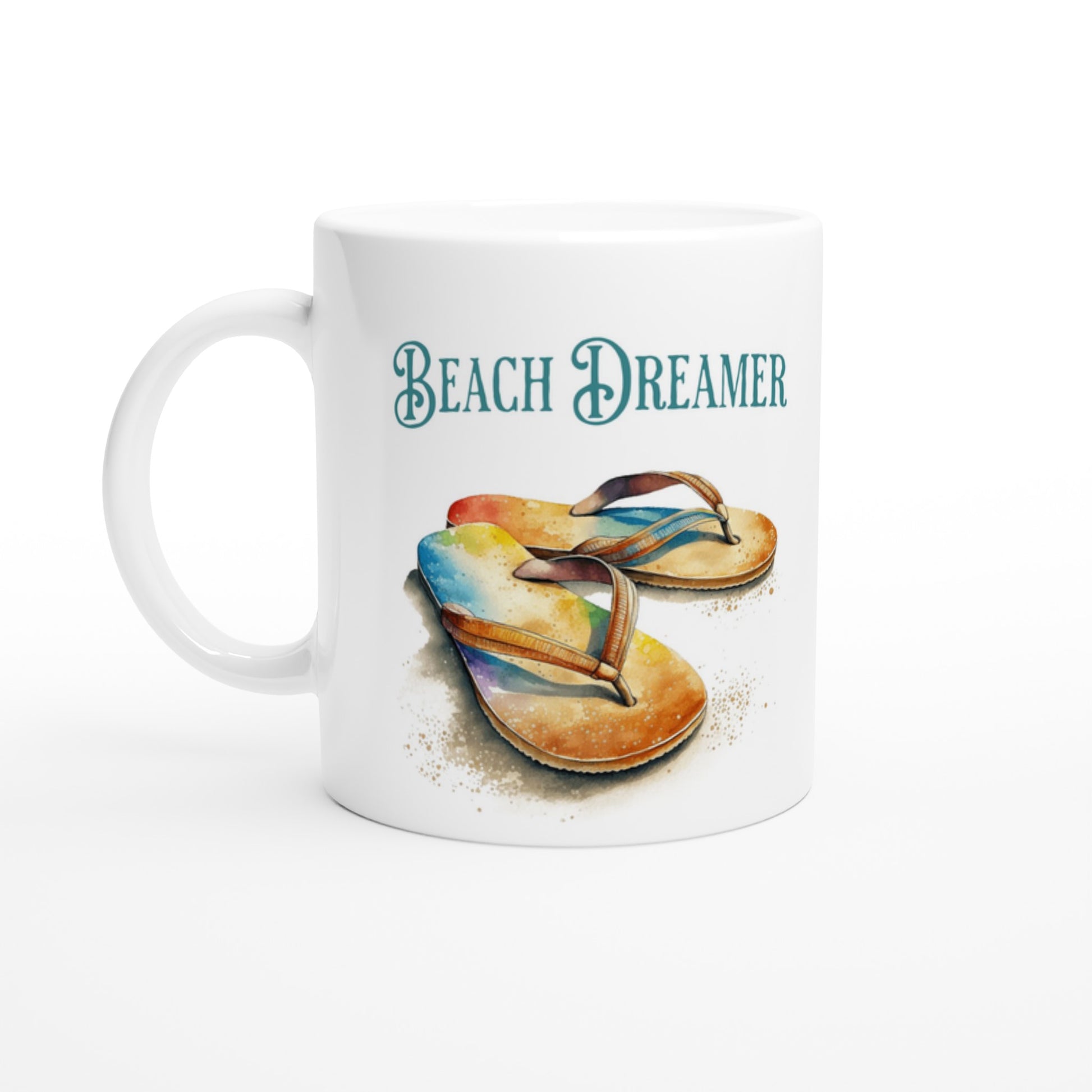 Beach Dreamer Flip Flop White 11oz Ceramic Mug by Java Good Coffee