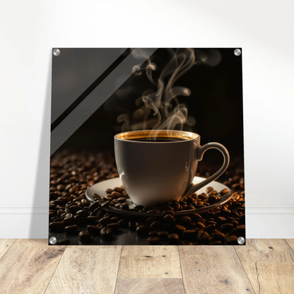 Mornings First Cup Acrylic Wall Print on Java Good Coffee
