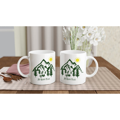 My Happy Place Camping White 11oz Ceramic Mug  on Java Good Coffe