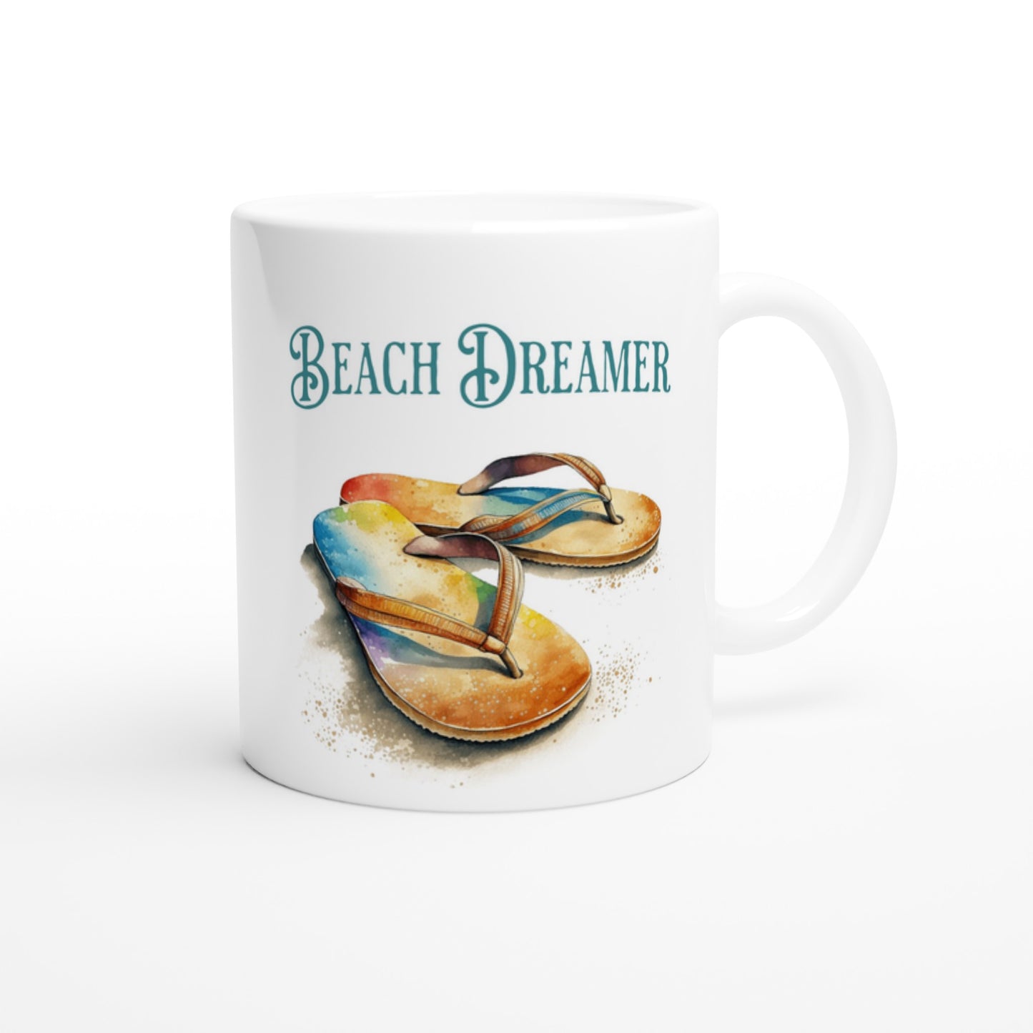 Beach Dreamer Flip Flop White 11oz Ceramic Mug at Java Good Coffee